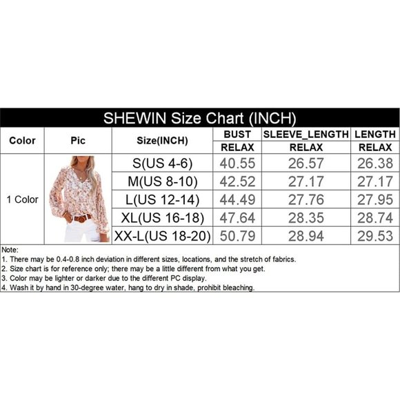 Women's Casual Boho Floral Print V Neck Long Sleeve Loose Blouses Shirts Tops - Picture 6 of 6